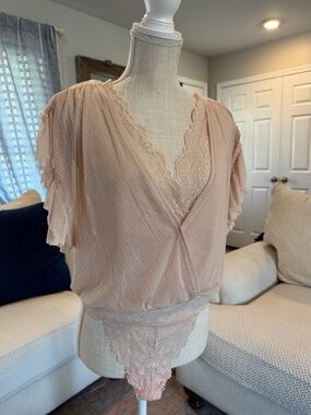 Free People Blush Lace Bodysuit – Size S/P